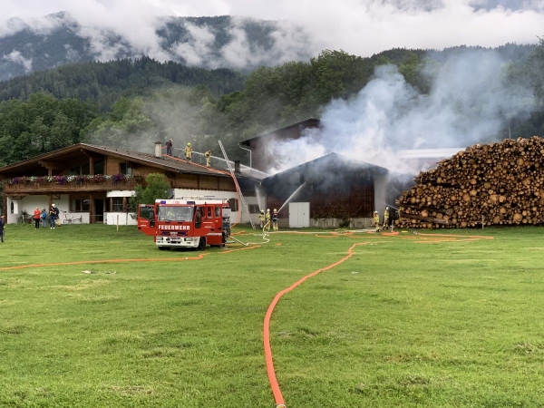 Brand eines Hackschnitzellagers in Terfens